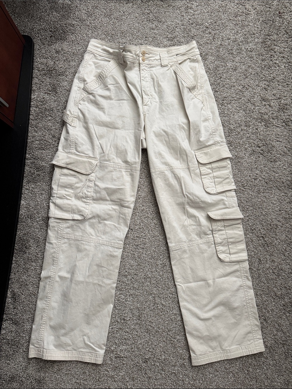 Abercrombie & Fitch Cream Curve Love Cargo Pants - Picture 3 of 6